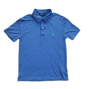 Polo by Ralph Lauren Boys Performance Navy and Light Blue Striped Shirt Size 8
